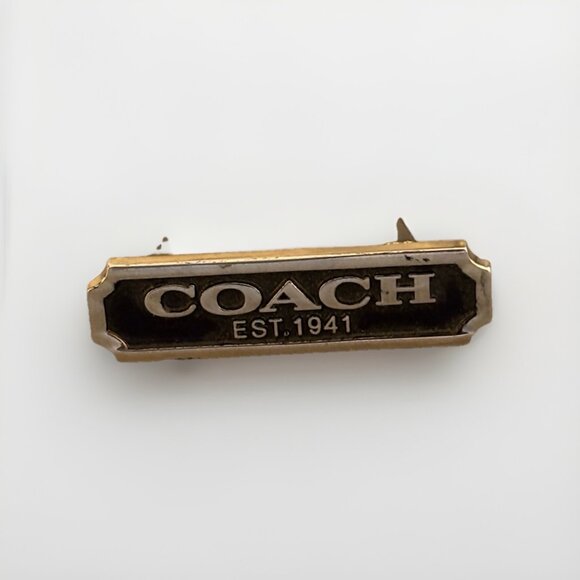 Authentic Coach Bag Replacement Emblem Silver w/ Backing Mount - Picture 1 of 7